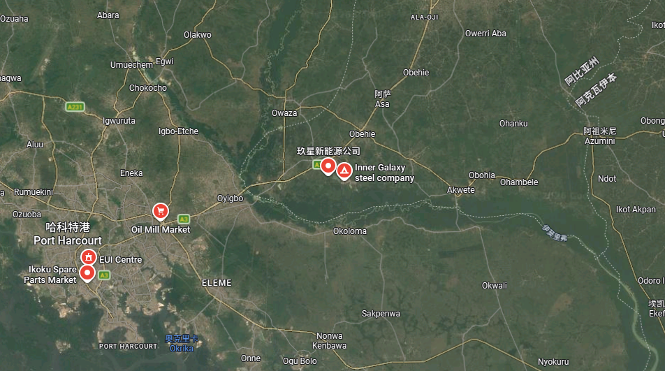 Map showing the factory location